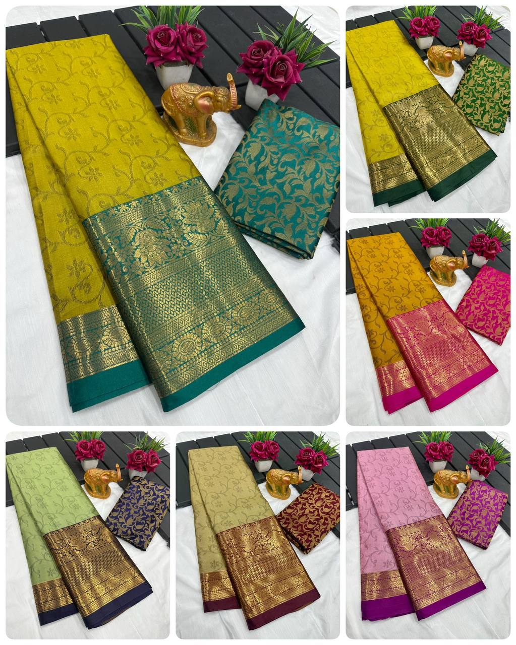 Pure Mercerized Cotton Silk Saree with Contrast Pallu & Blouse – HOK0001