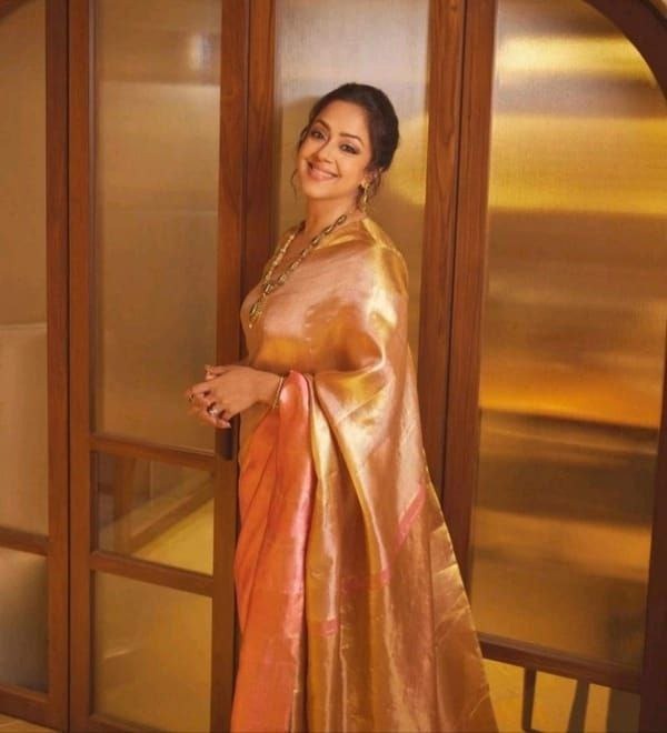 Jyothika-Inspired Semi Kanchivaram Silk Saree with Designer Pallu & Brocade Blouse – HOK0002