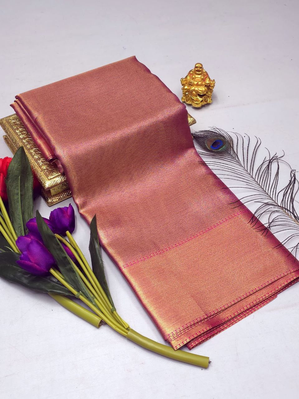 Jyothika-Inspired Semi Kanchivaram Silk Saree with Designer Pallu & Brocade Blouse – HOK0002