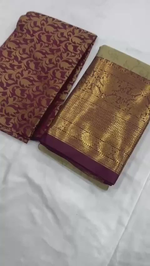 Pure Mercerized Cotton Silk Saree with Contrast Pallu & Blouse – HOK0001